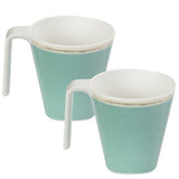 Melamin Tassenset türkis-weiß 2 Tassen je 350 ml - Campinggeschirr Geschirr Personen Picknick Camping Outdoor